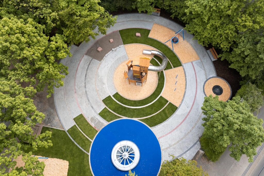 Drohnenaufnahme des Kopernikusspielpatz in Mannheim